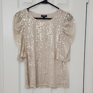 Express Cream Sequin Women's Top